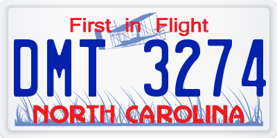 NC license plate DMT3274