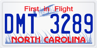 NC license plate DMT3289