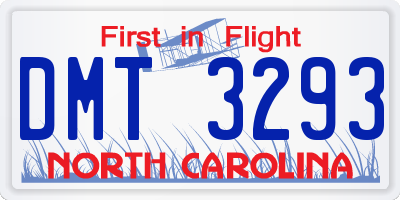 NC license plate DMT3293