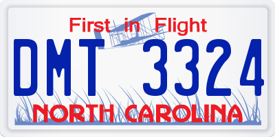 NC license plate DMT3324