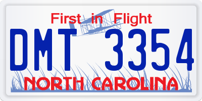 NC license plate DMT3354
