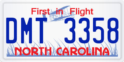 NC license plate DMT3358