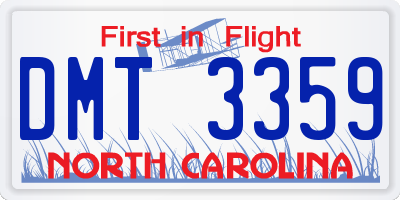 NC license plate DMT3359