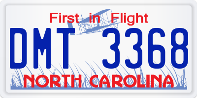 NC license plate DMT3368