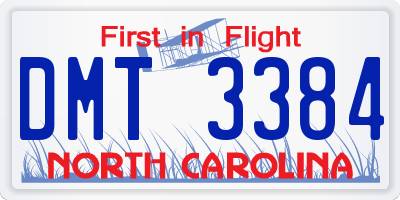 NC license plate DMT3384