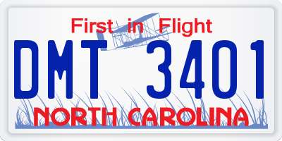 NC license plate DMT3401