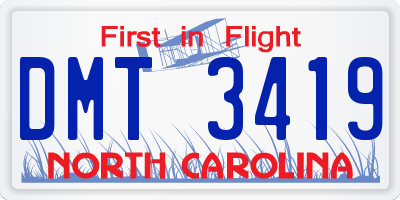 NC license plate DMT3419