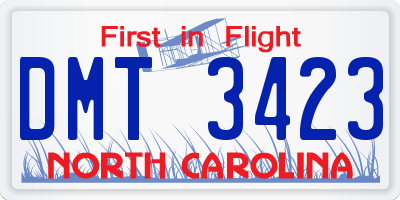 NC license plate DMT3423