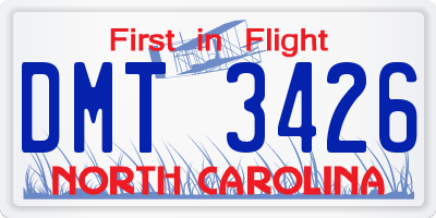 NC license plate DMT3426