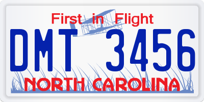 NC license plate DMT3456