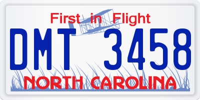 NC license plate DMT3458