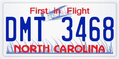 NC license plate DMT3468