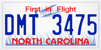NC license plate DMT3475
