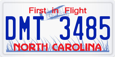 NC license plate DMT3485