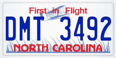 NC license plate DMT3492