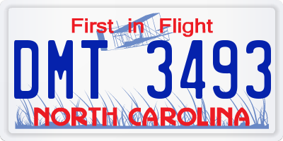 NC license plate DMT3493