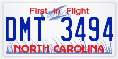 NC license plate DMT3494