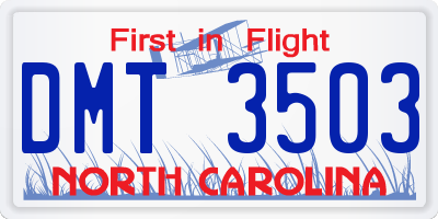 NC license plate DMT3503
