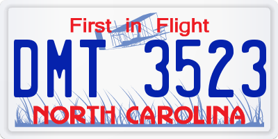 NC license plate DMT3523