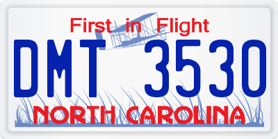 NC license plate DMT3530