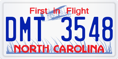 NC license plate DMT3548