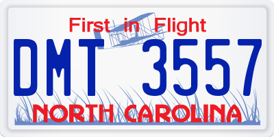 NC license plate DMT3557
