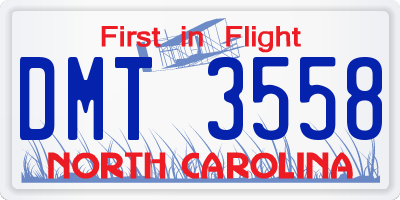 NC license plate DMT3558