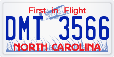 NC license plate DMT3566