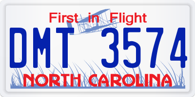 NC license plate DMT3574