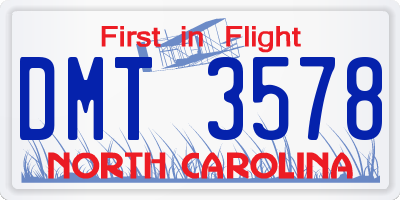 NC license plate DMT3578