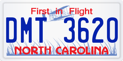 NC license plate DMT3620