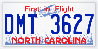 NC license plate DMT3627