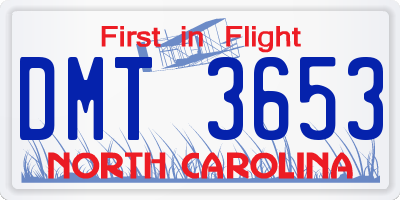 NC license plate DMT3653