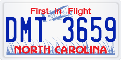 NC license plate DMT3659