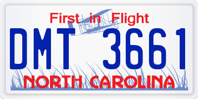 NC license plate DMT3661