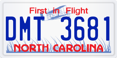 NC license plate DMT3681