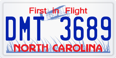 NC license plate DMT3689