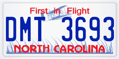 NC license plate DMT3693