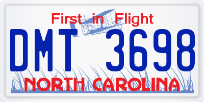 NC license plate DMT3698