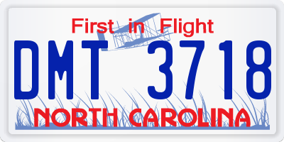 NC license plate DMT3718