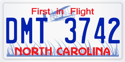 NC license plate DMT3742