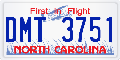 NC license plate DMT3751