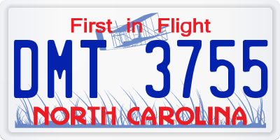 NC license plate DMT3755