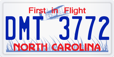 NC license plate DMT3772