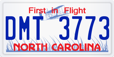 NC license plate DMT3773