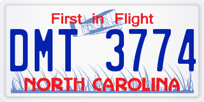 NC license plate DMT3774