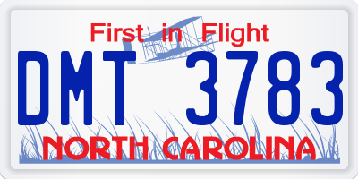 NC license plate DMT3783