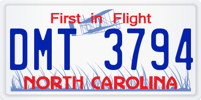 NC license plate DMT3794