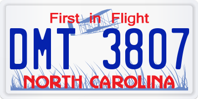 NC license plate DMT3807