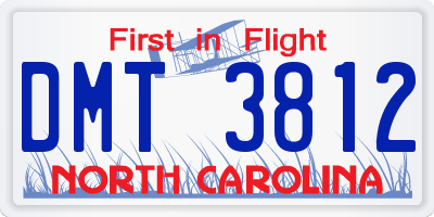 NC license plate DMT3812
